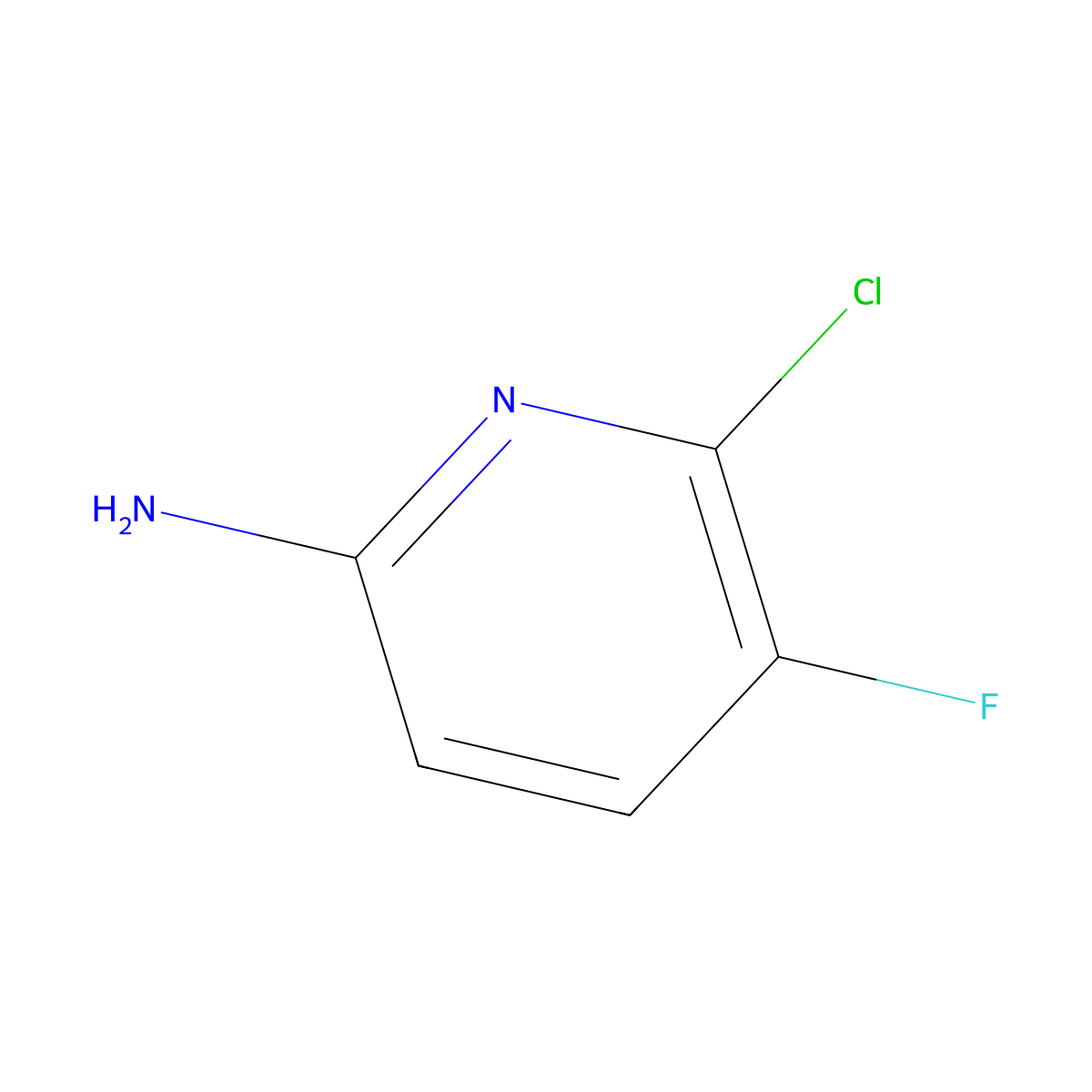 6-Chloro-5-fluoropyridin-2-amine molecular structure, CAS 1256808-75-9