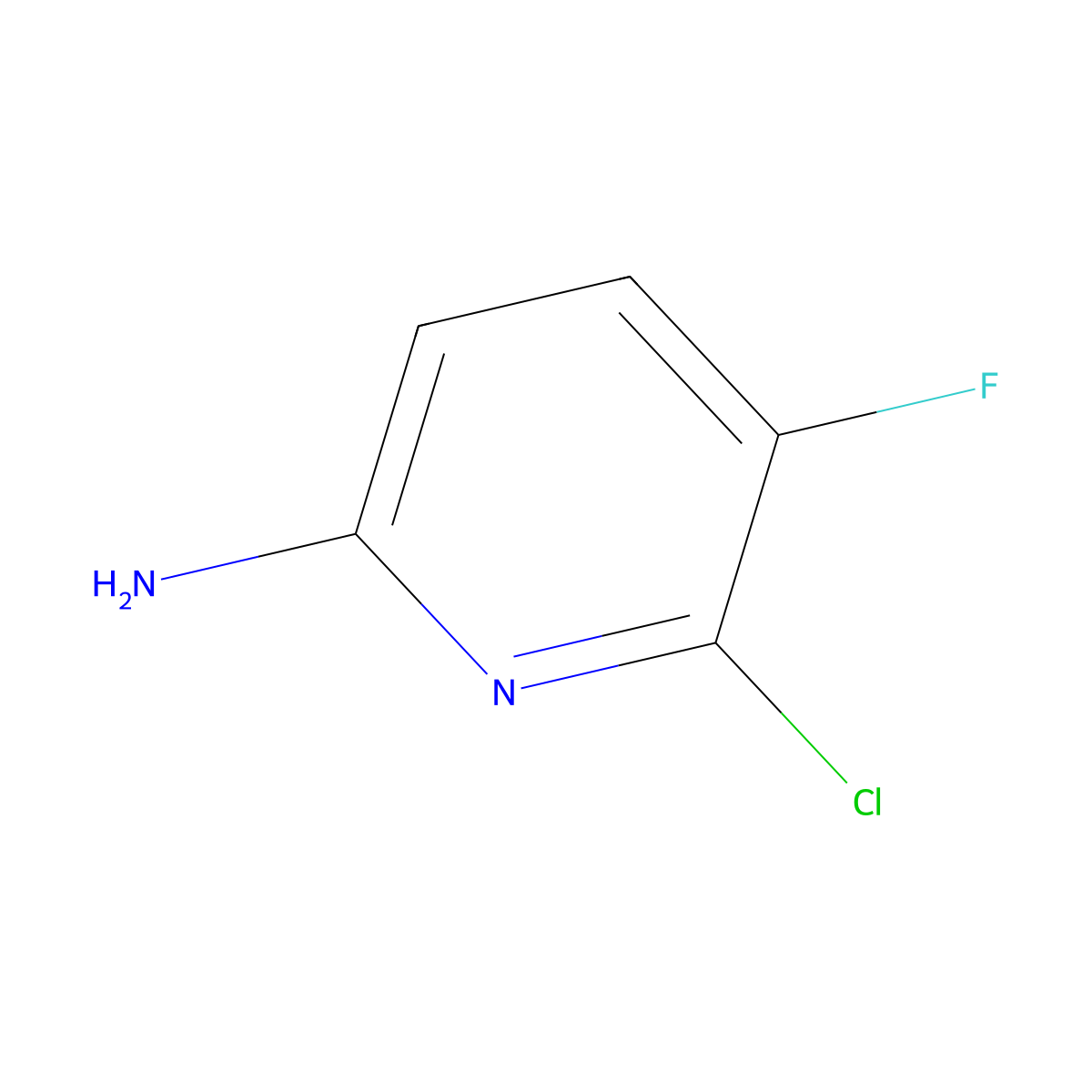 6-Chloro-5-fluoropyridin-2-amine molecular structure, CAS 1256808-75-9