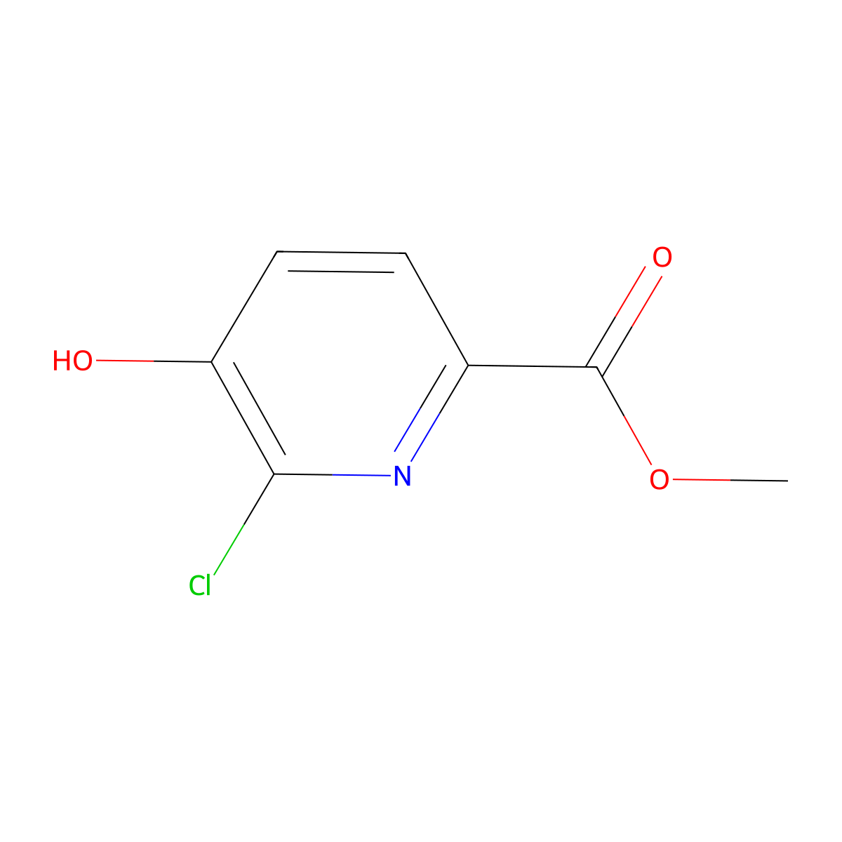 Methyl 6-chloro-5-hydroxypyridine-2-carboxylate molecular structure, CAS 1256808-87-3