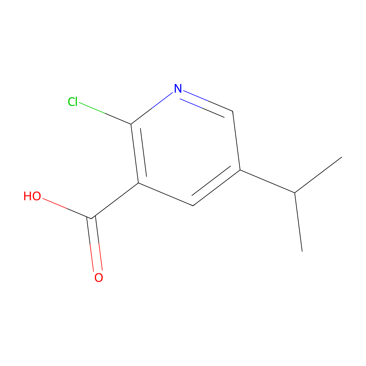 2-Chloro-5-(propan-2-yl)pyridine-3-carboxylic acid molecular structure, CAS 1256808-94-2