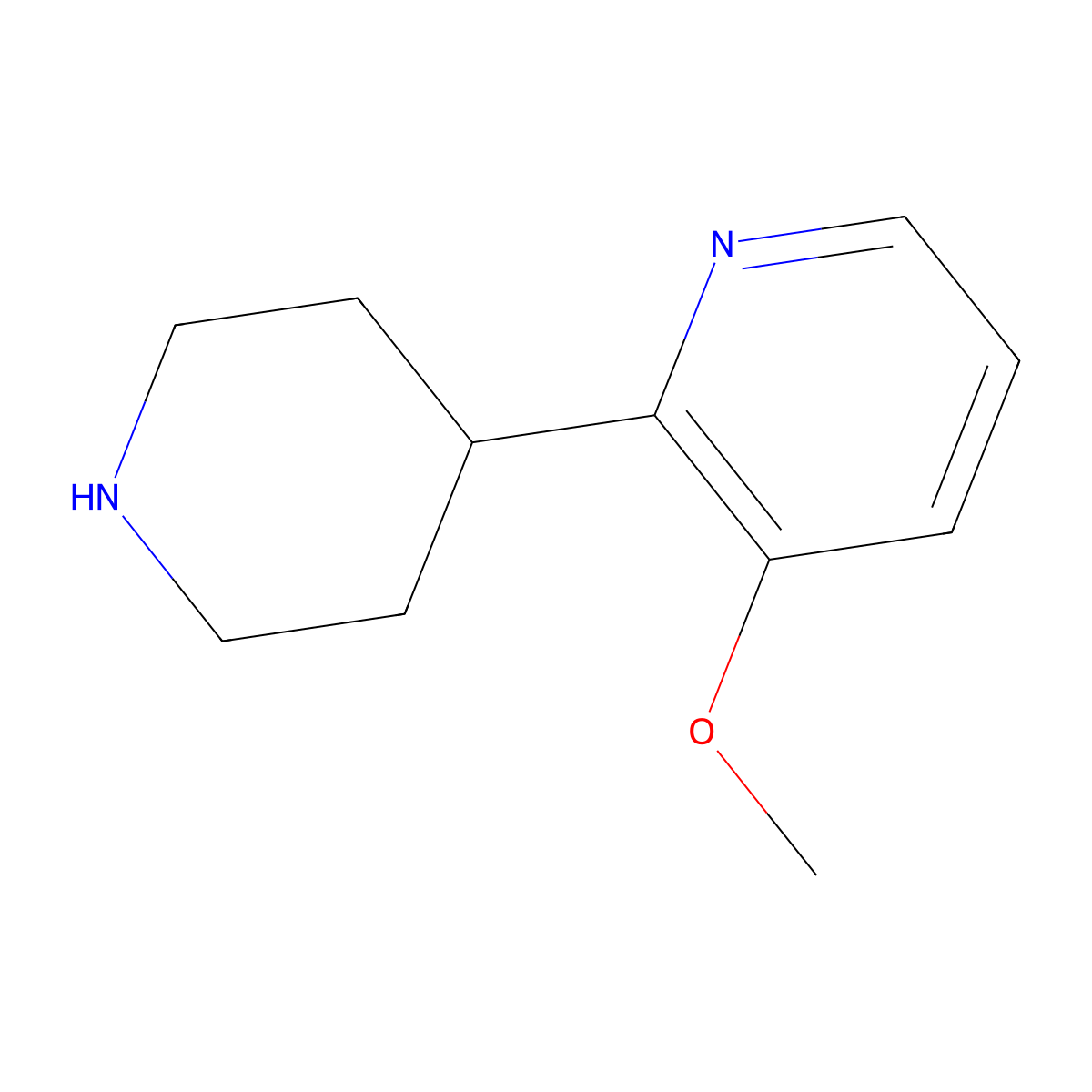 3-Methoxy-2-(piperidin-4-yl)pyridine molecular structure, CAS 1256809-22-9