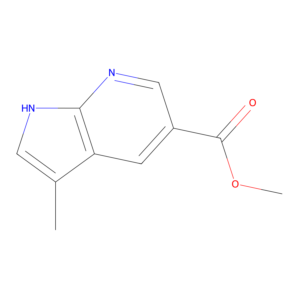 Methyl 3-methyl-1H-pyrrolo[2,3-B]pyridine-5-carboxylate molecular structure, CAS 1256809-63-8