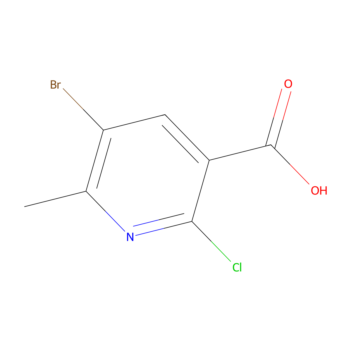 5-Bromo-2-chloro-6-methyl-3-pyridinecarboxylic acid molecular structure, CAS 1256809-64-9