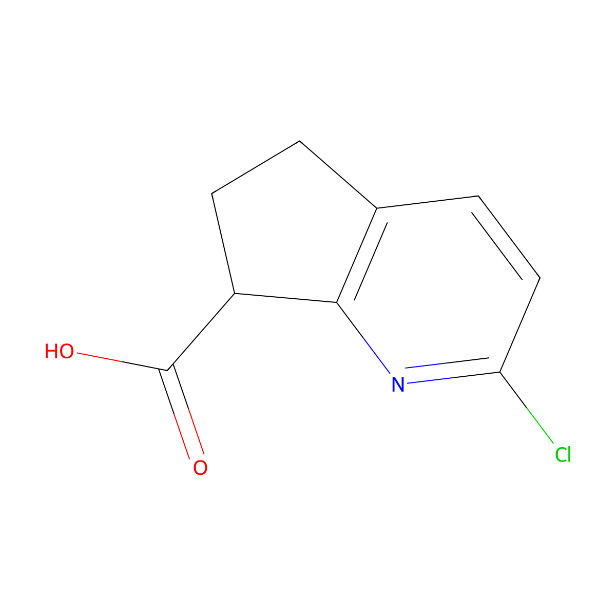 2-chloro-5H,6H,7H-cyclopenta[b]pyridine-7-carboxylic acid molecular structure, CAS 1256809-88-7