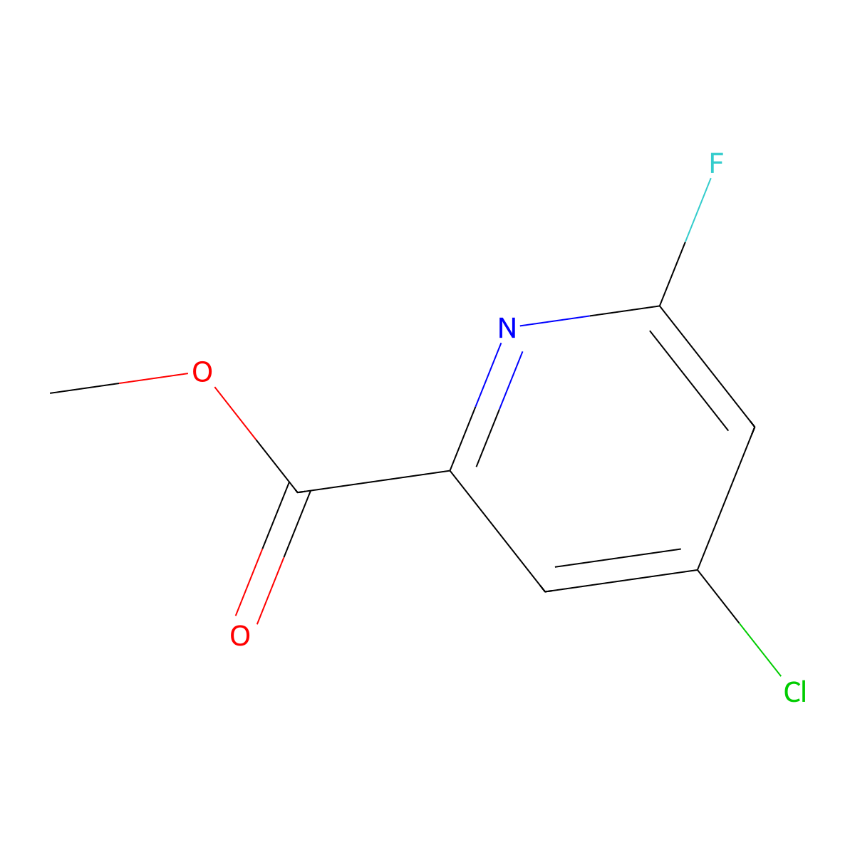 Methyl 4-chloro-6-fluoropicolinate molecular structure, CAS 1256810-49-7