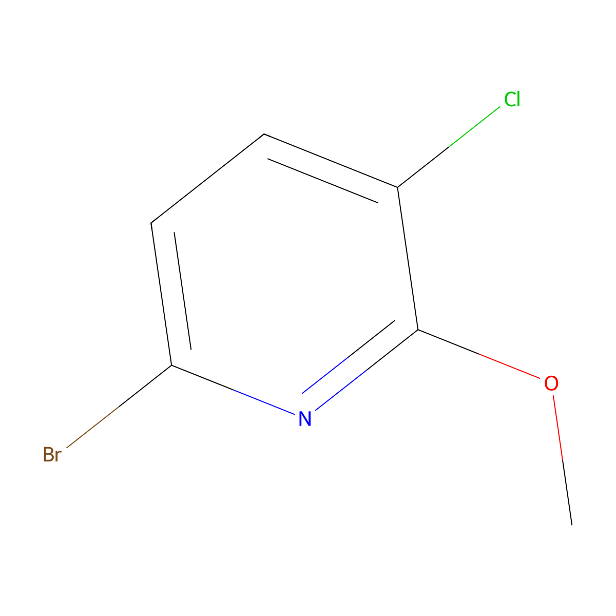 6-Bromo-3-chloro-2-methoxypyridine molecular structure, CAS 1256810-58-8