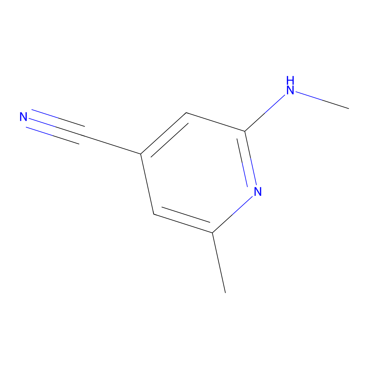 2-Methyl-6-(methylamino)pyridine-4-carbonitrile molecular structure, CAS 1256810-61-3