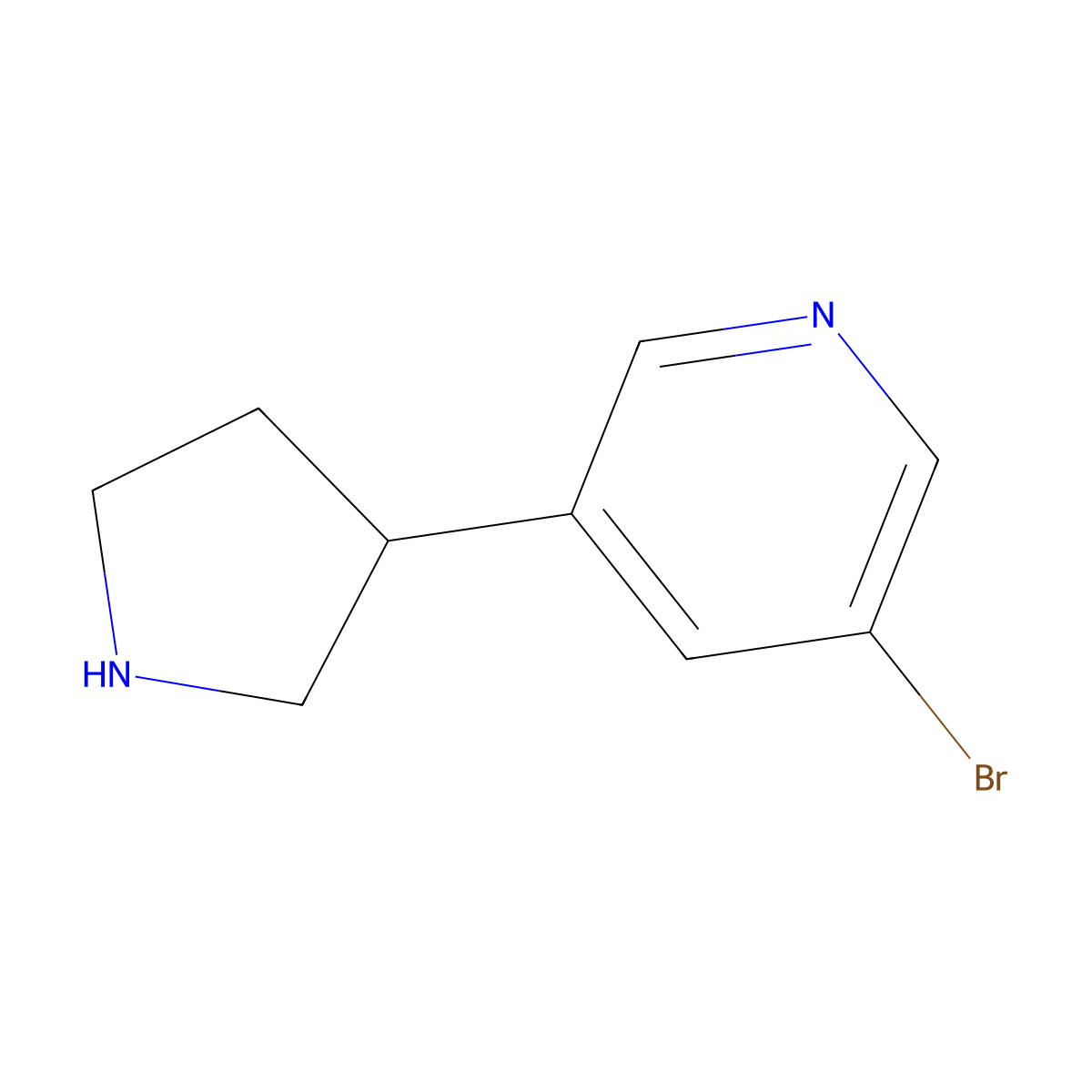 3-Bromo-5-(pyrrolidin-3-yl)pyridine molecular structure, CAS 1256810-66-8