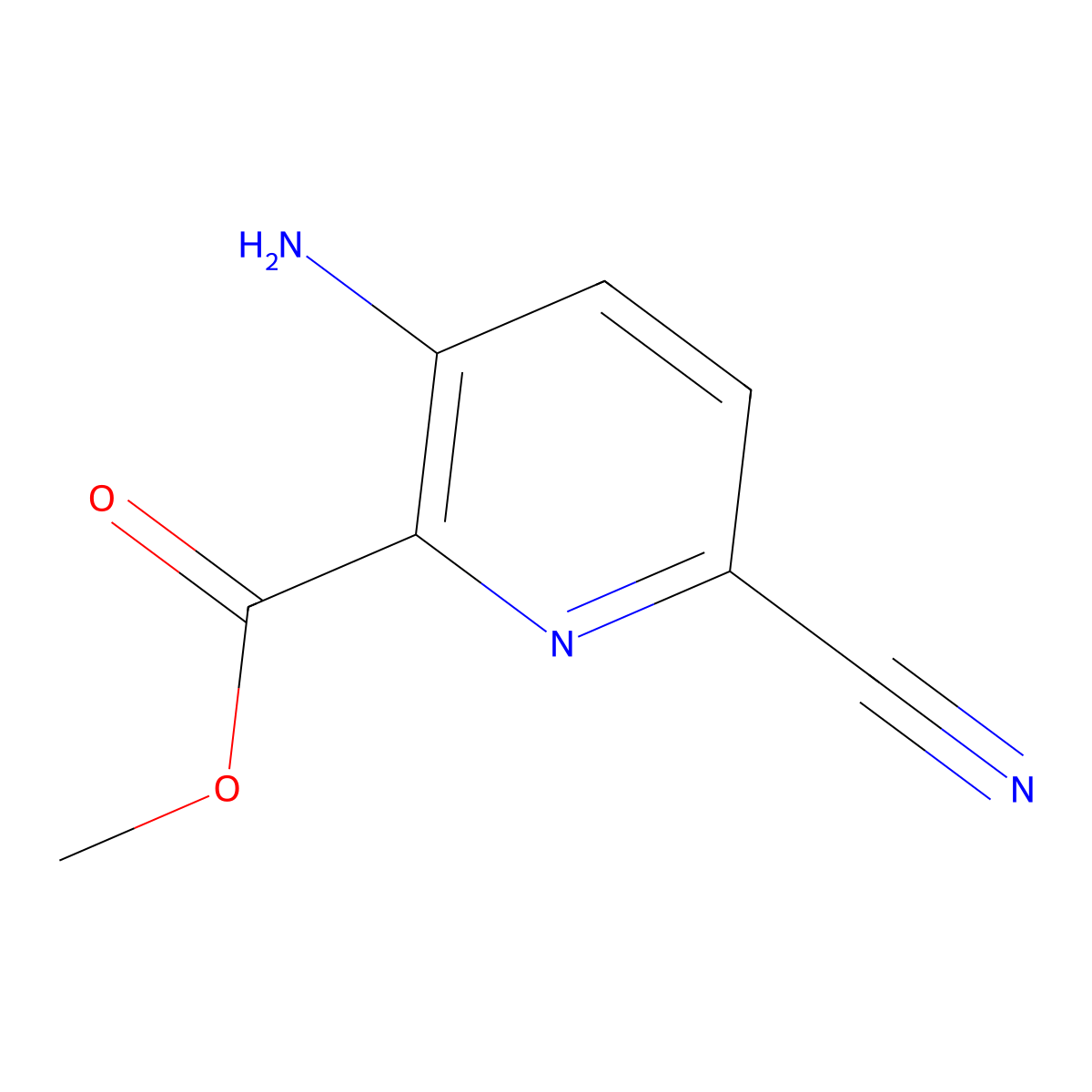 Methyl 3-amino-6-cyanopyridine-2-carboxylate molecular structure, CAS 1256810-85-1