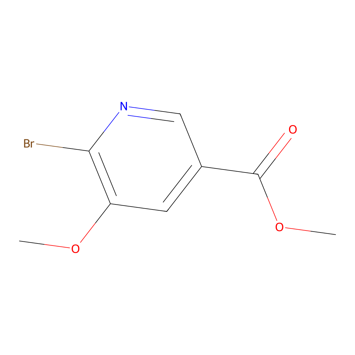 Methyl 6-bromo-5-methoxynicotinate molecular structure, CAS 1256810-93-1