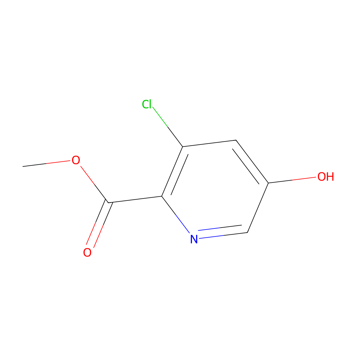 Methyl 3-chloro-5-hydroxypyridine-2-carboxylate molecular structure, CAS 1256811-09-2