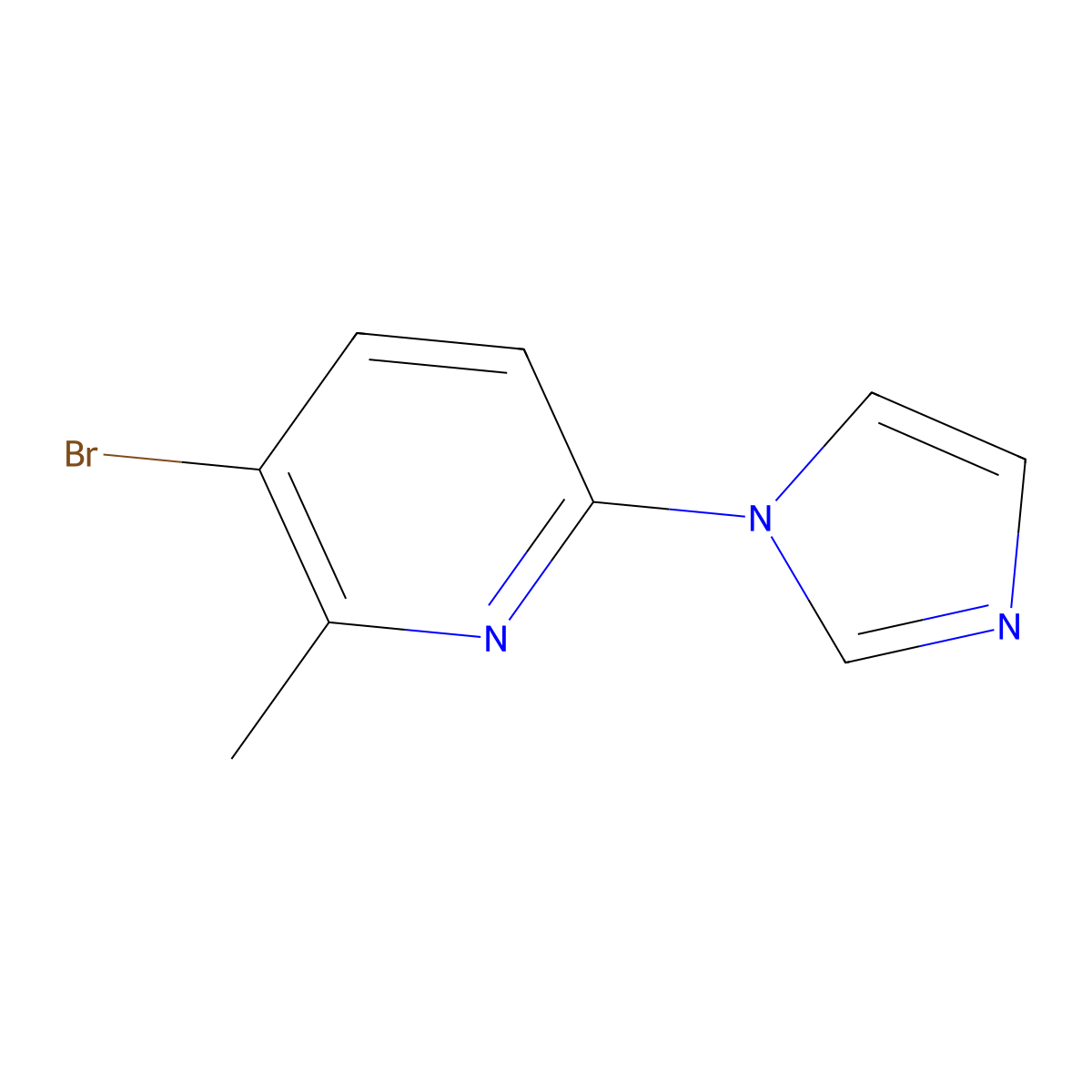 3-bromo-6-(1H-imidazol-1-yl)-2-methylpyridine molecular structure, CAS 1256811-14-9