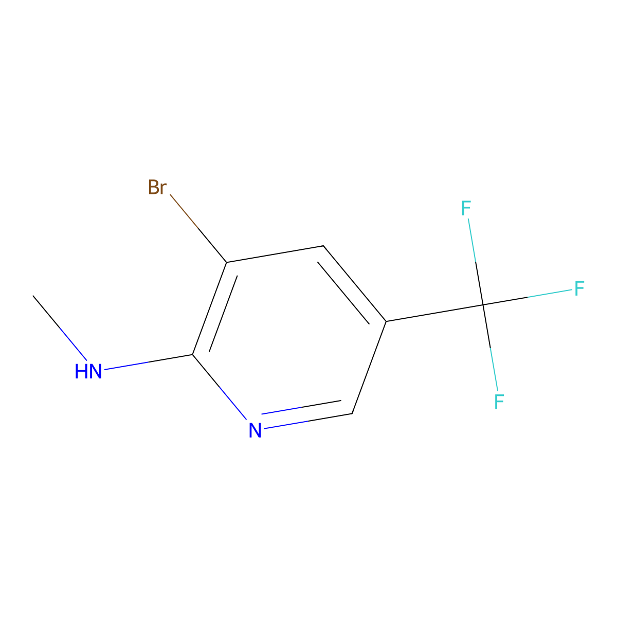 3-bromo-N-methyl-5-(trifluoromethyl)pyridin-2-amine molecular structure, CAS 1256811-19-4