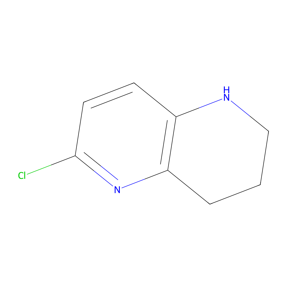 6-Chloro-1,2,3,4-tetrahydro-1,5-naphthyridine molecular structure, CAS 1256811-30-9