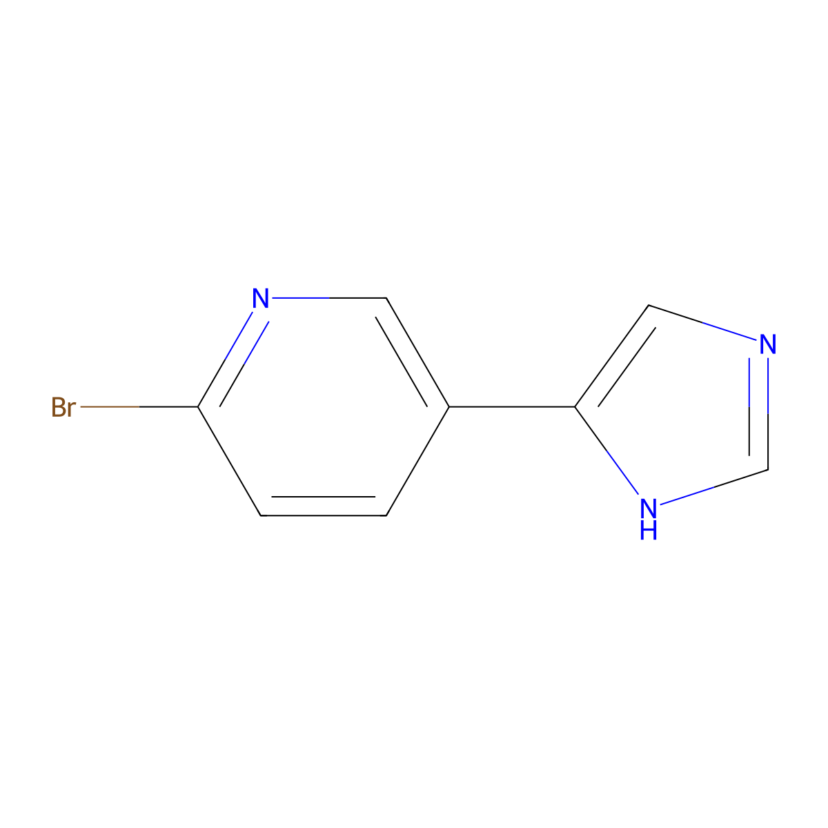 2-bromo-5-(1H-imidazol-4-yl)pyridine molecular structure, CAS 1256811-40-1
