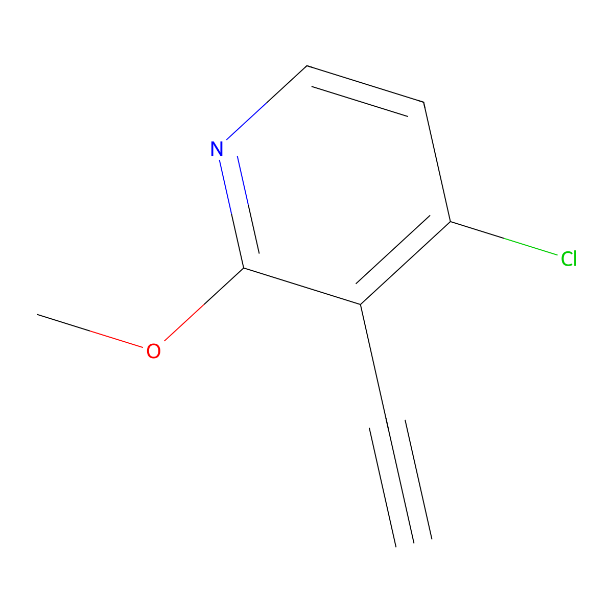 4-Chloro-3-ethynyl-2-methoxypyridine molecular structure, CAS 1256811-59-2