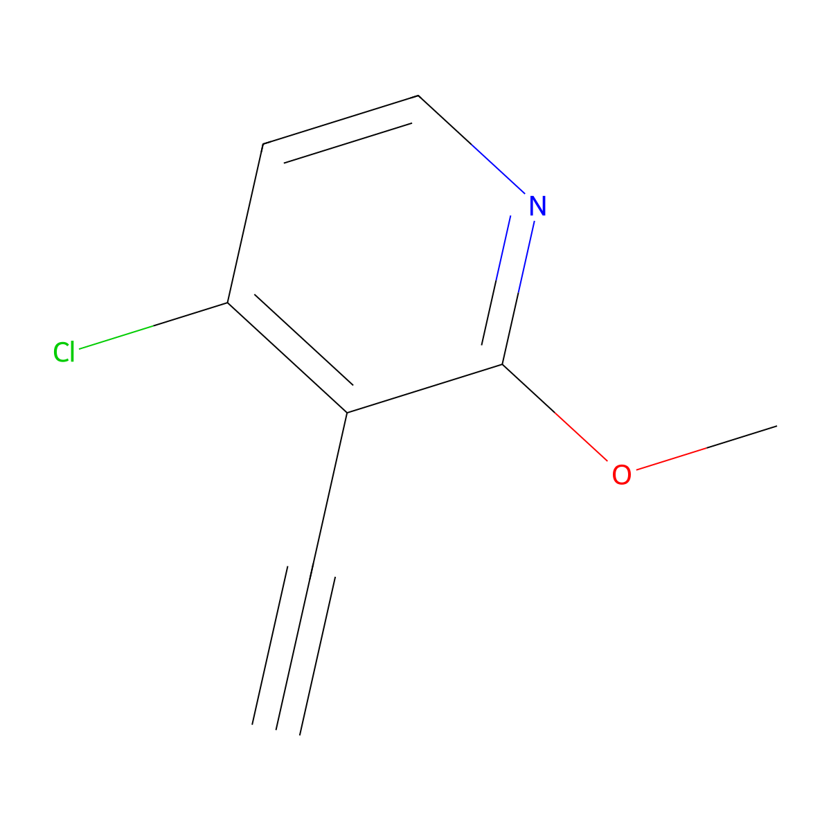 4-Chloro-3-ethynyl-2-methoxypyridine molecular structure, CAS 1256811-59-2