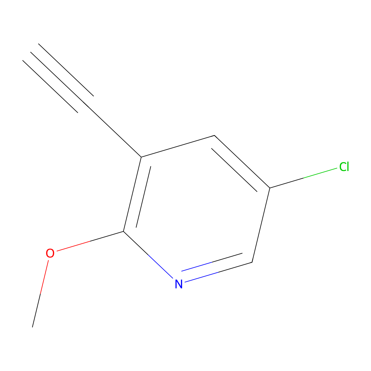 5-Chloro-3-ethynyl-2-methoxypyridine molecular structure, CAS 1256811-64-9