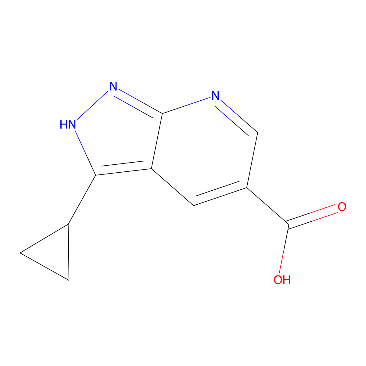 3-cyclopropyl-1H-pyrazolo[3,4-b]pyridine-5-carboxylic acid molecular structure, CAS 1256811-84-3
