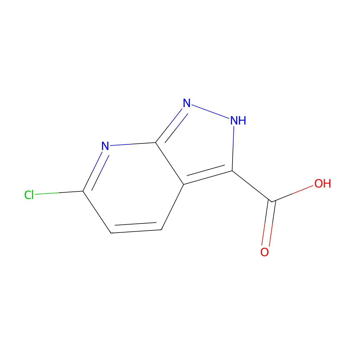 6-chloro-1H-pyrazolo[3,4-b]pyridine-3-carboxylic acid molecular structure, CAS 1256811-93-4