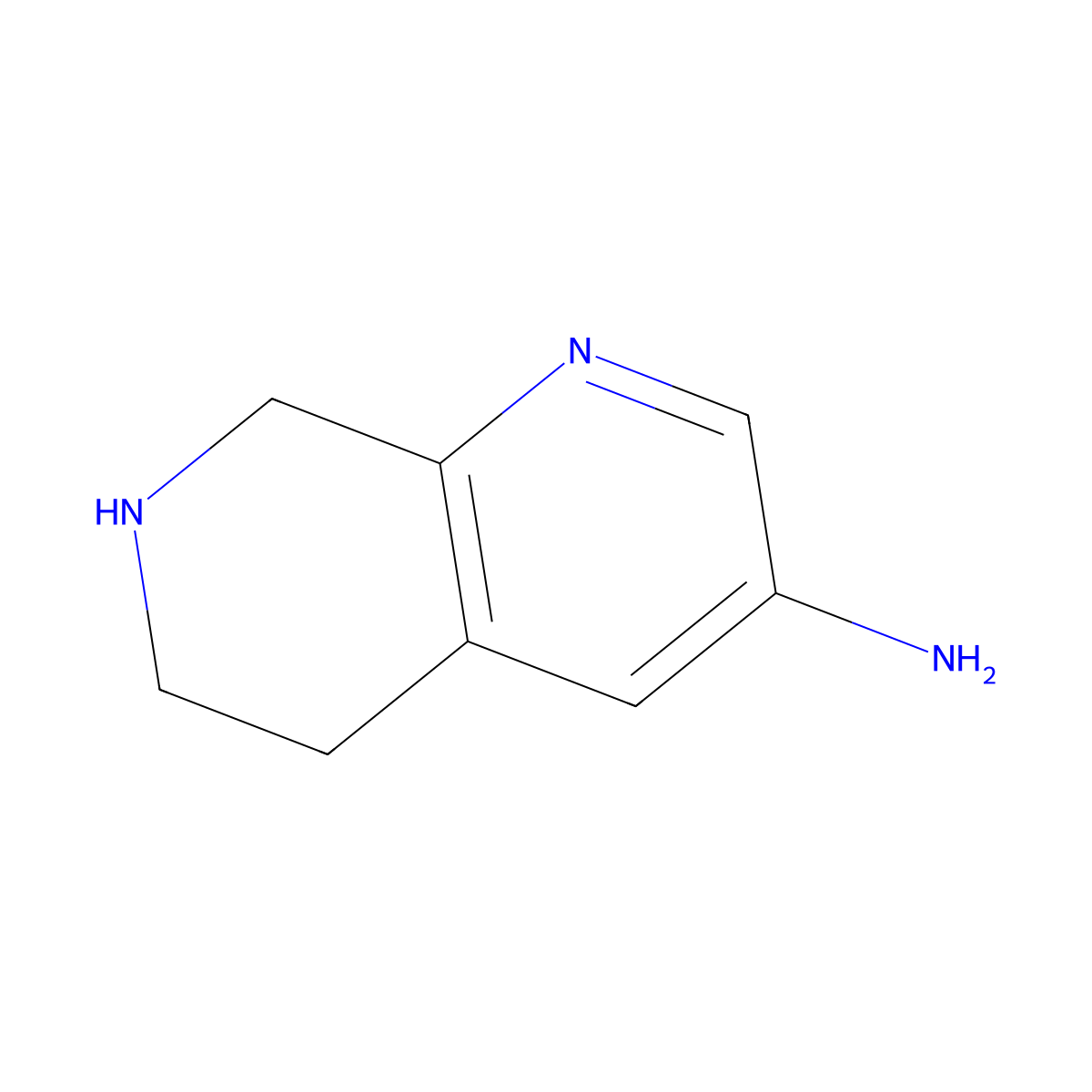 5,6,7,8-Tetrahydro-1,7-naphthyridin-3-amine molecular structure, CAS 1256812-38-0