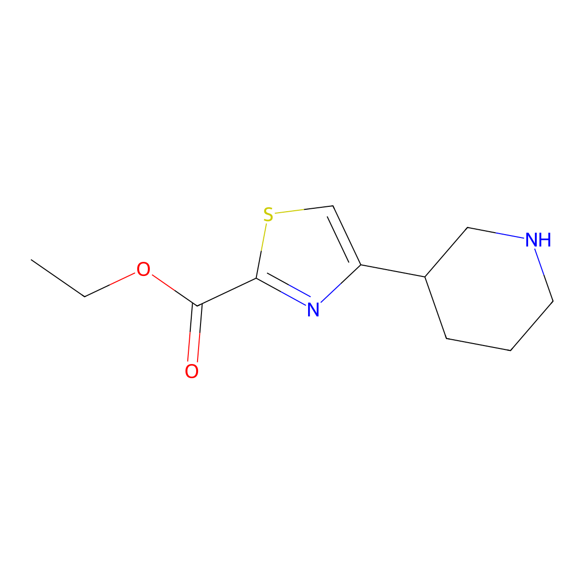 Ethyl 4-(piperidin-3-yl)-1,3-thiazole-2-carboxylate molecular structure, CAS 1256812-77-7
