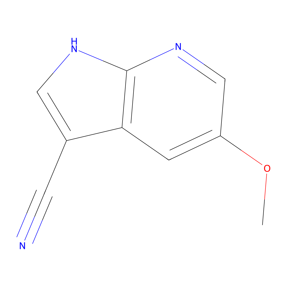 5-Methoxy-1H-pyrrolo[2,3-b]pyridine-3-carbonitrile molecular structure, CAS 1256812-96-0
