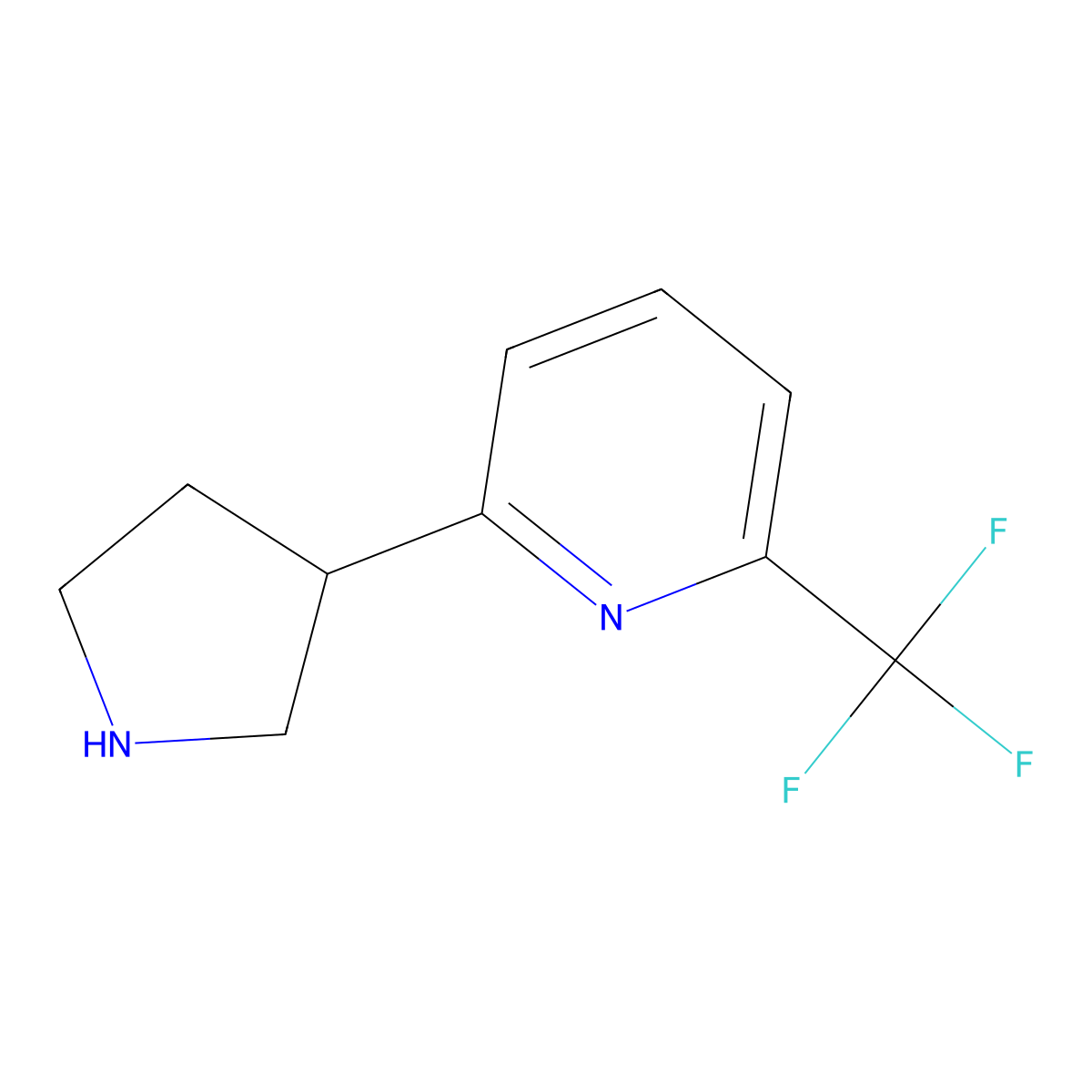 2-(Pyrrolidin-3-yl)-6-(trifluoromethyl)pyridine molecular structure, CAS 1256812-97-1