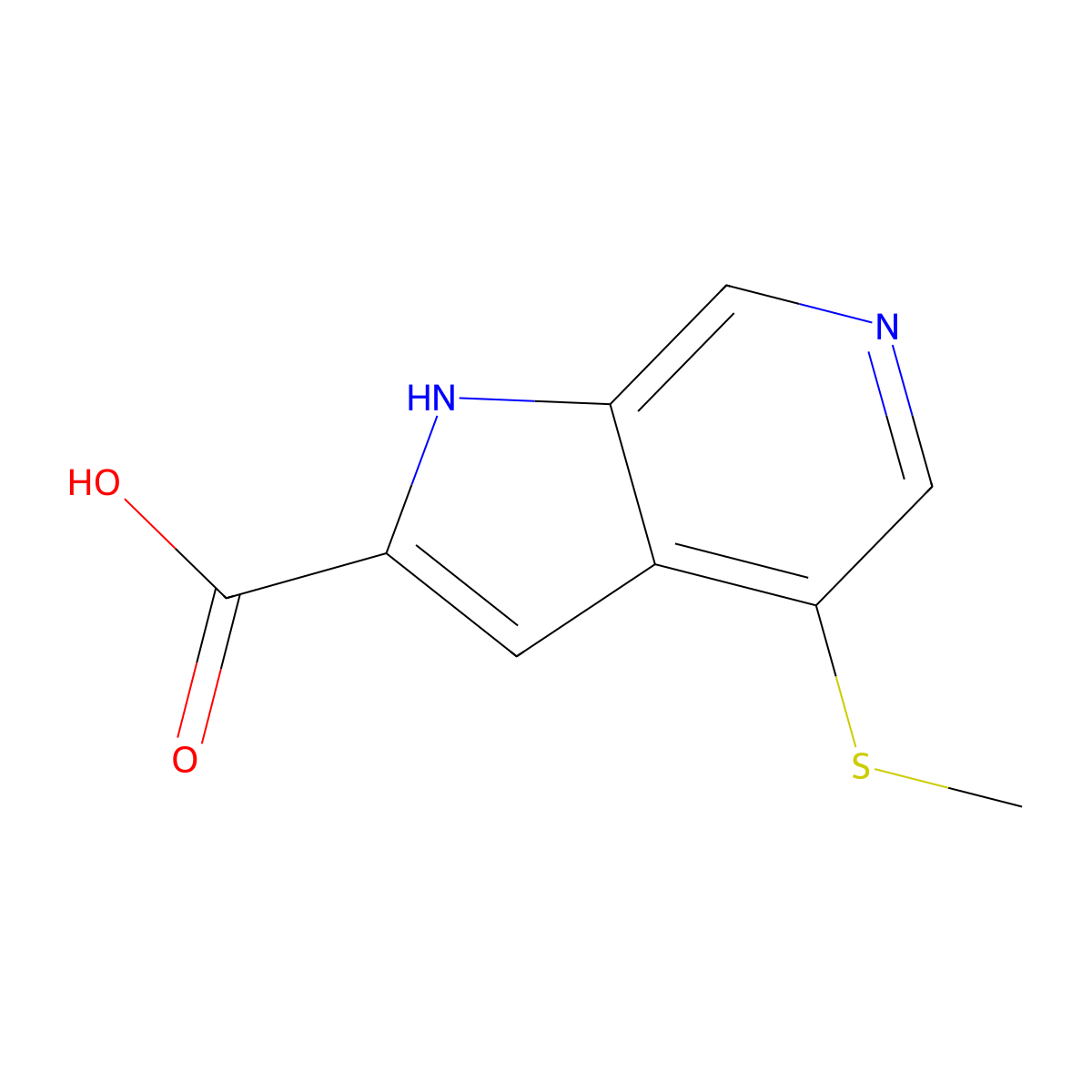 4-(methylthio)-1H-pyrrolo[2,3-c]pyridine-2-carboxylic acid molecular structure, CAS 1256813-30-5