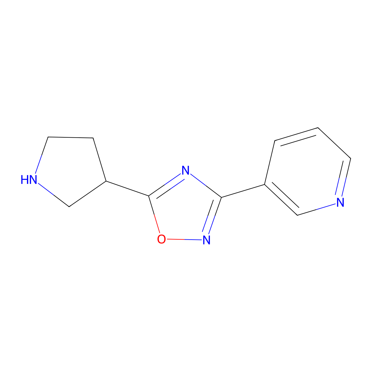 3-(Pyridin-3-yl)-5-(pyrrolidin-3-yl)-1,2,4-oxadiazole molecular structure, CAS 1256813-89-4