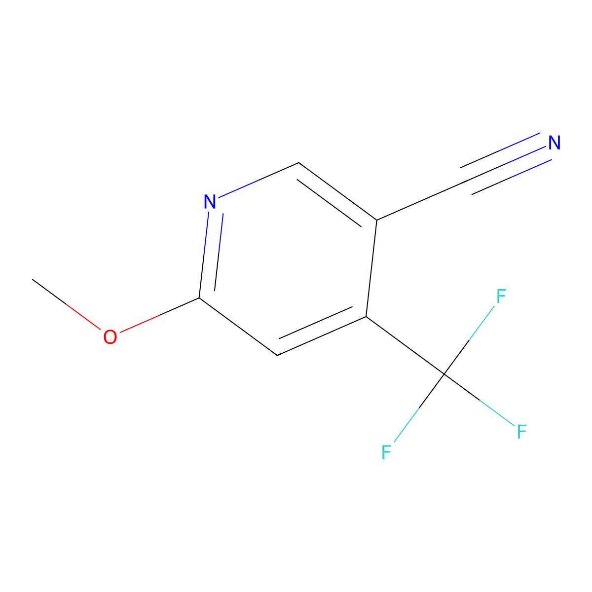 6-Methoxy-4-(trifluoromethyl)nicotinonitrile molecular structure, CAS 1256816-89-3