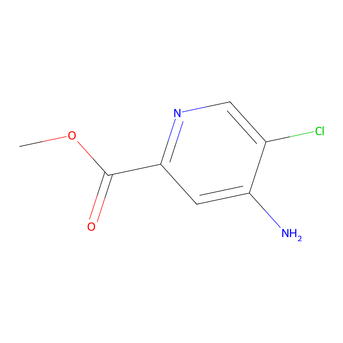 Methyl 4-amino-5-chloropyridine-2-carboxylate molecular structure, CAS 1256816-90-6