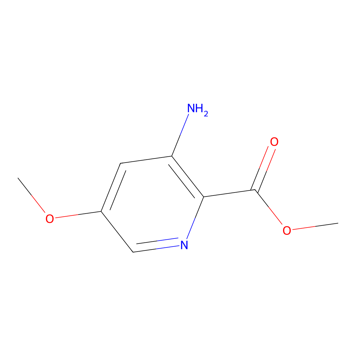 Methyl 3-amino-5-methoxy-pyridine-2-carboxylate molecular structure, CAS 1256816-94-0
