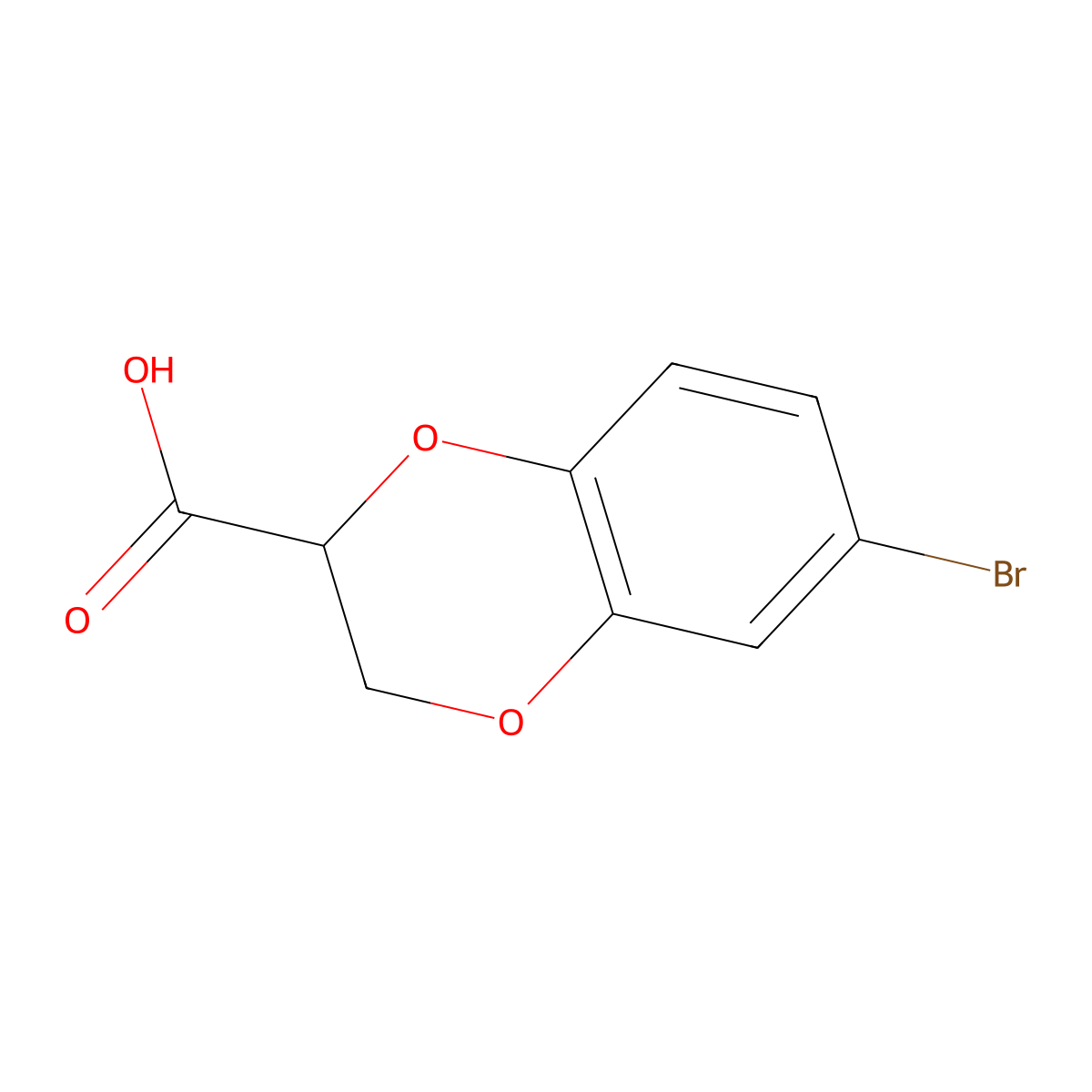 6-Bromo-2,3-dihydro-1,4-benzodioxine-2-carboxylic acid molecular structure, CAS 1256817-04-5