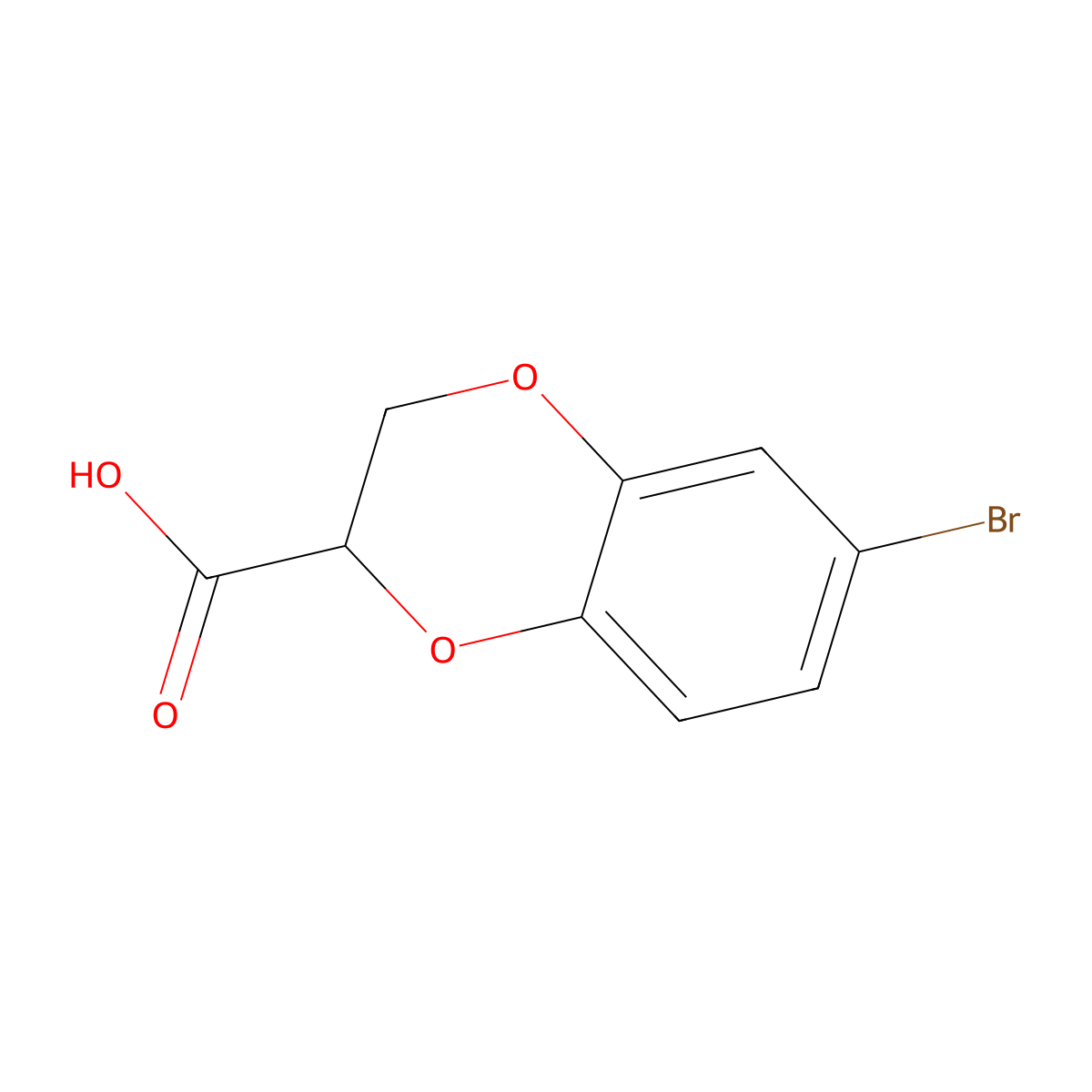 6-Bromo-2,3-dihydro-1,4-benzodioxine-2-carboxylic acid molecular structure, CAS 1256817-04-5