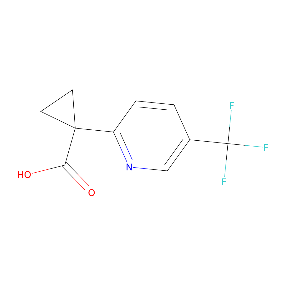 1-[5-(Trifluoromethyl)pyridin-2-yl]cyclopropane-1-carboxylic acid molecular structure, CAS 1256817-34-1