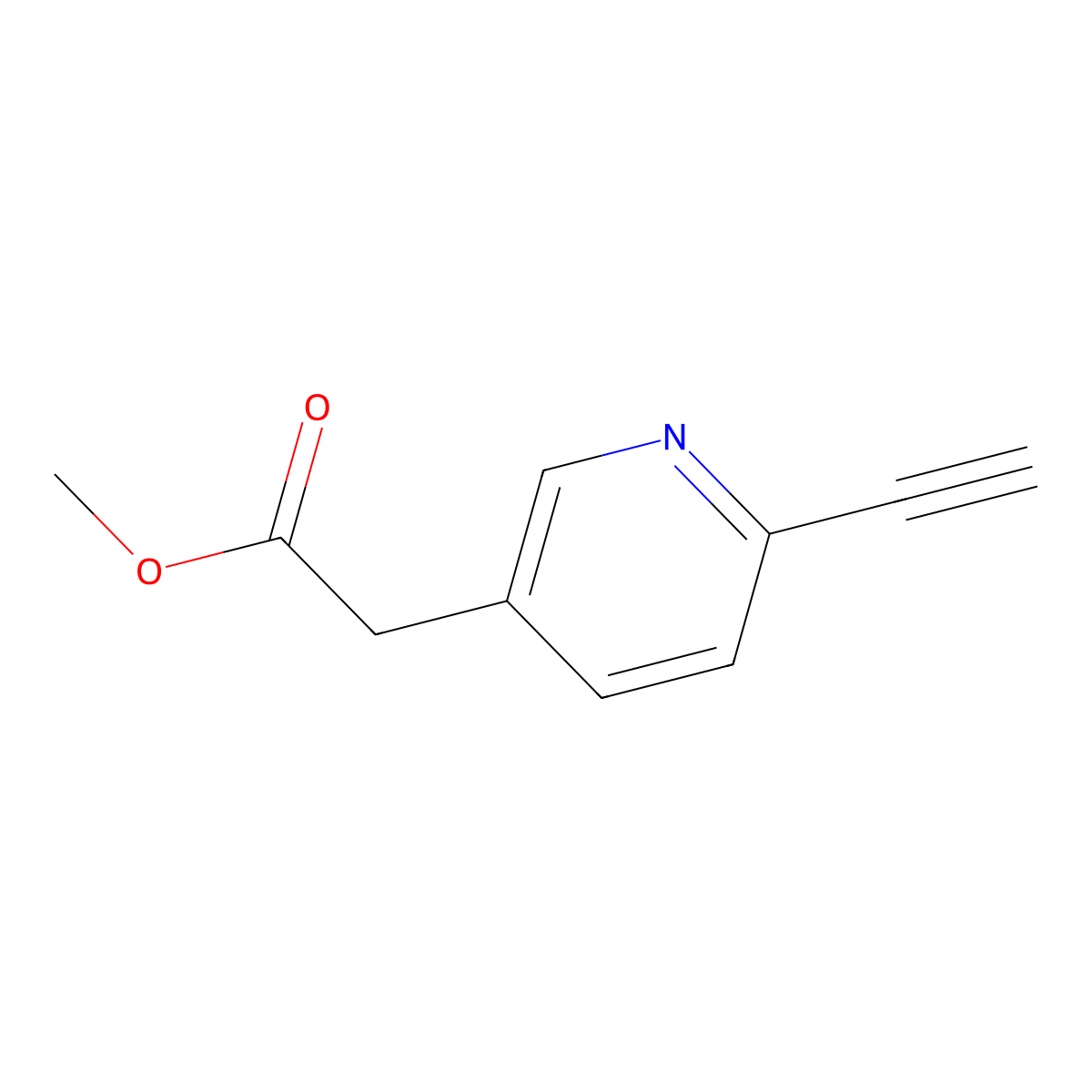 Methyl 2-(6-ethynylpyridin-3-yl)acetate molecular structure, CAS 1256817-43-2