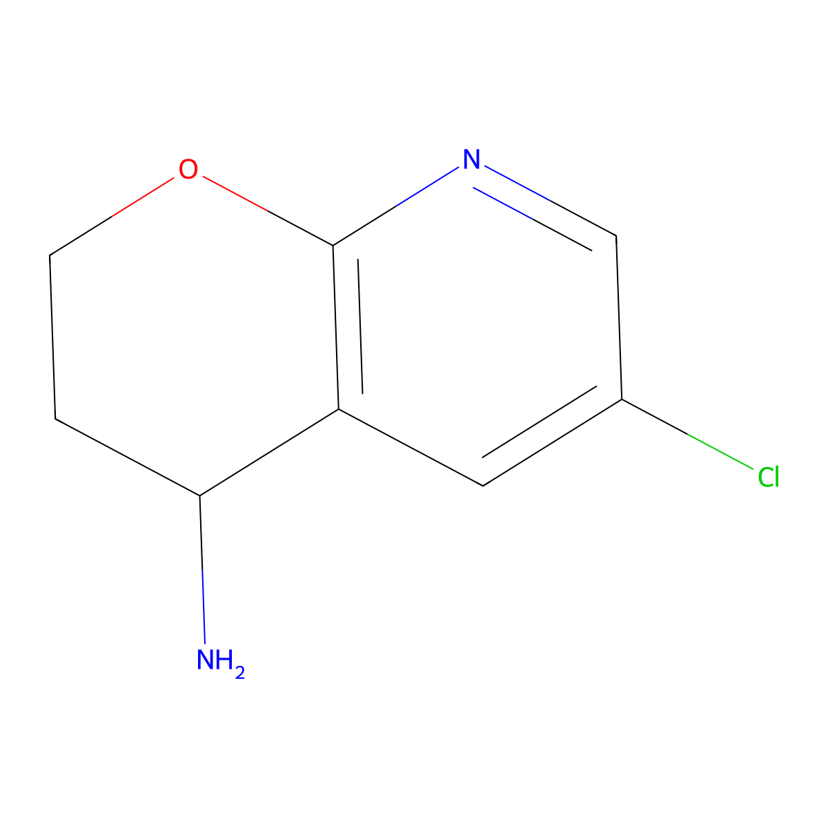 6-Chloro-3,4-dihydro-2H-pyrano[2,3-B]pyridin-4-amine molecular structure, CAS 1256817-69-2
