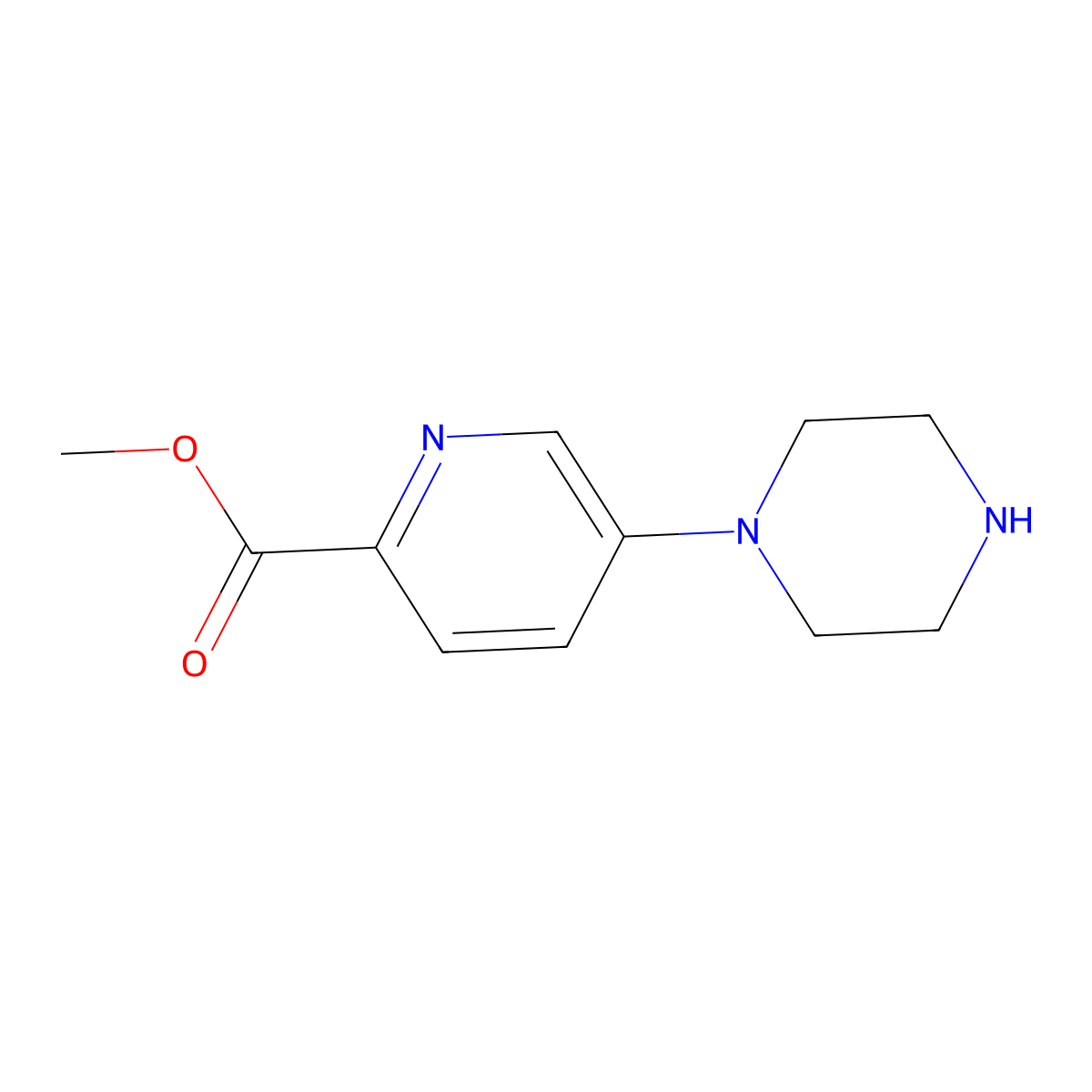 Methyl 5-(piperazin-1-yl)picolinate molecular structure, CAS 1256817-89-6