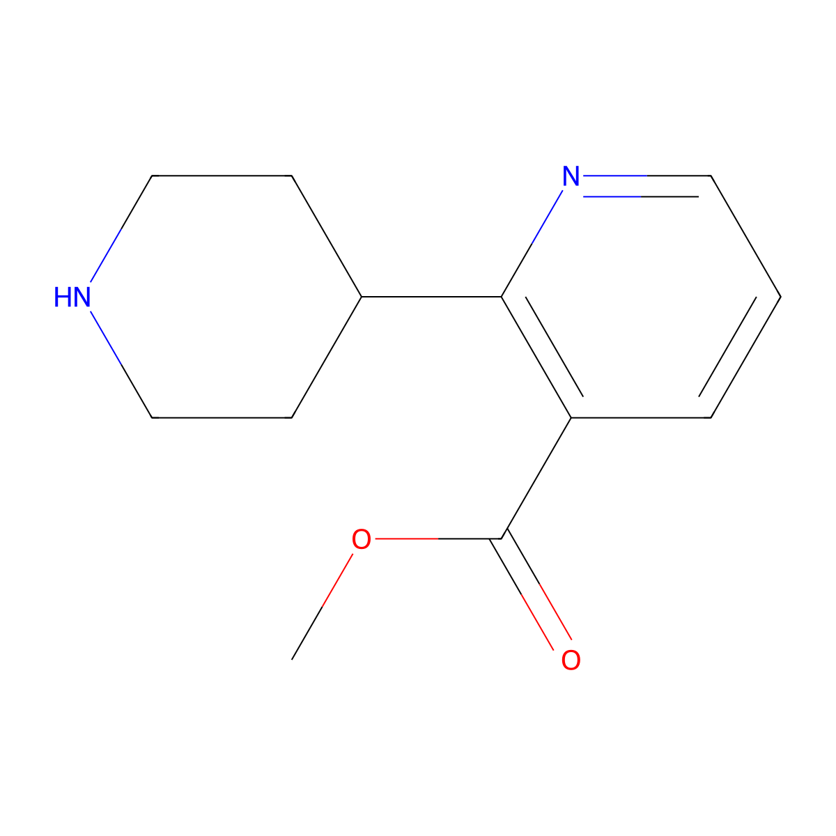Methyl 2-(piperidin-4-yl)pyridine-3-carboxylate molecular structure, CAS 1256817-94-3