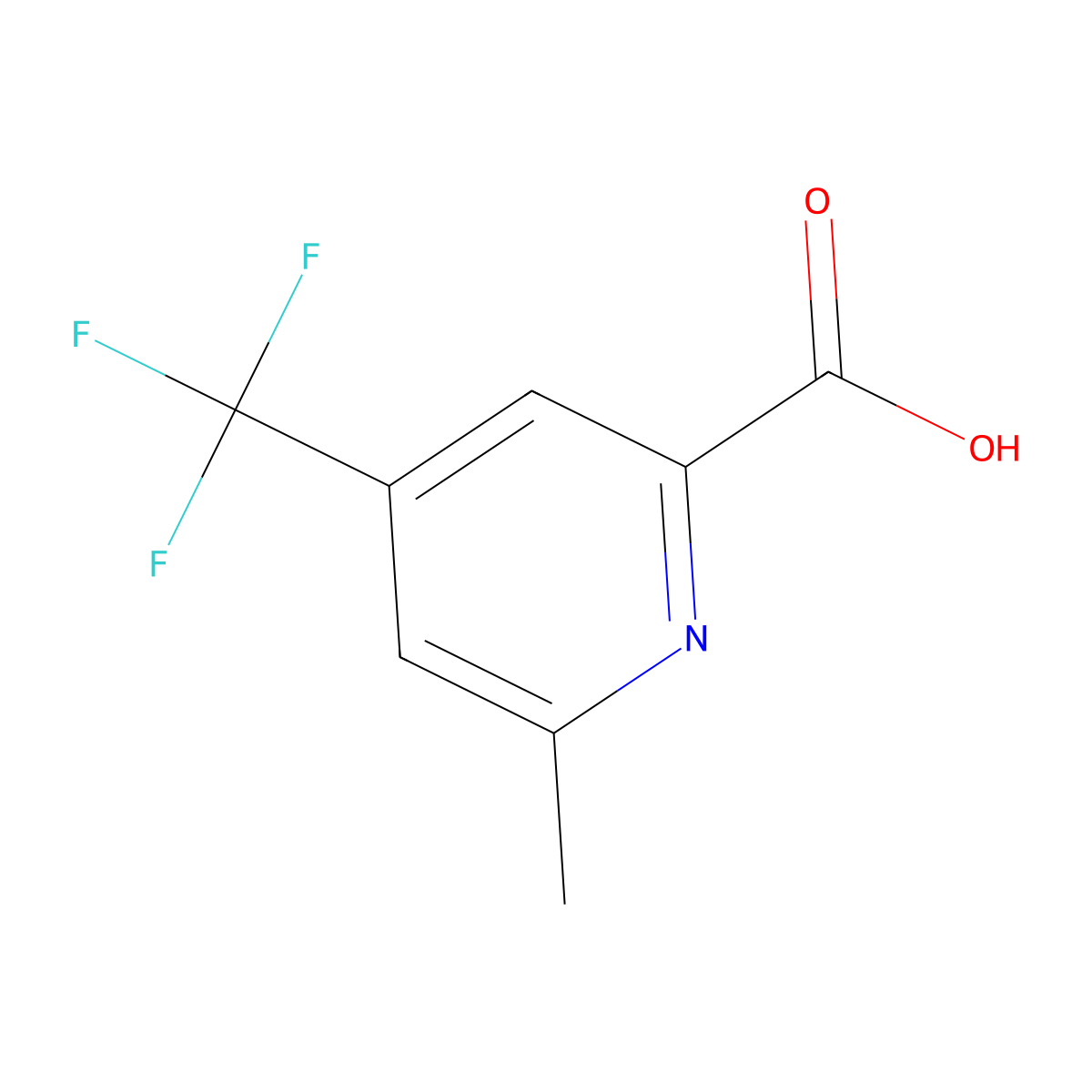 6-Methyl-4-(trifluoromethyl)pyridine-2-carboxylic acid molecular structure, CAS 1256818-05-9
