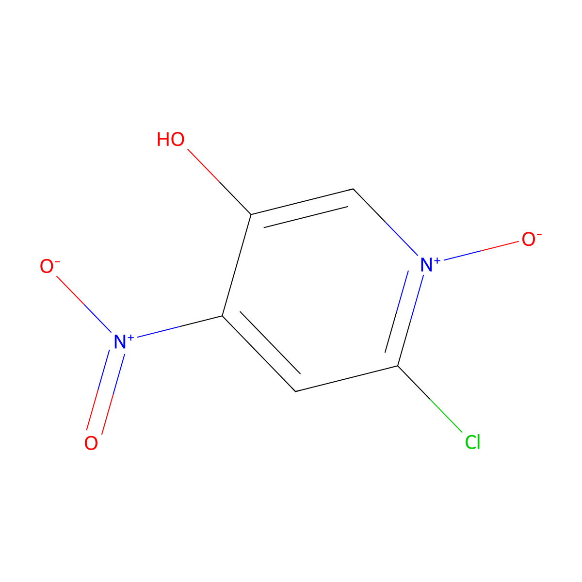 2-Chloro-5-hydroxy-4-nitropyridine 1-oxide molecular structure, CAS 1256818-39-9