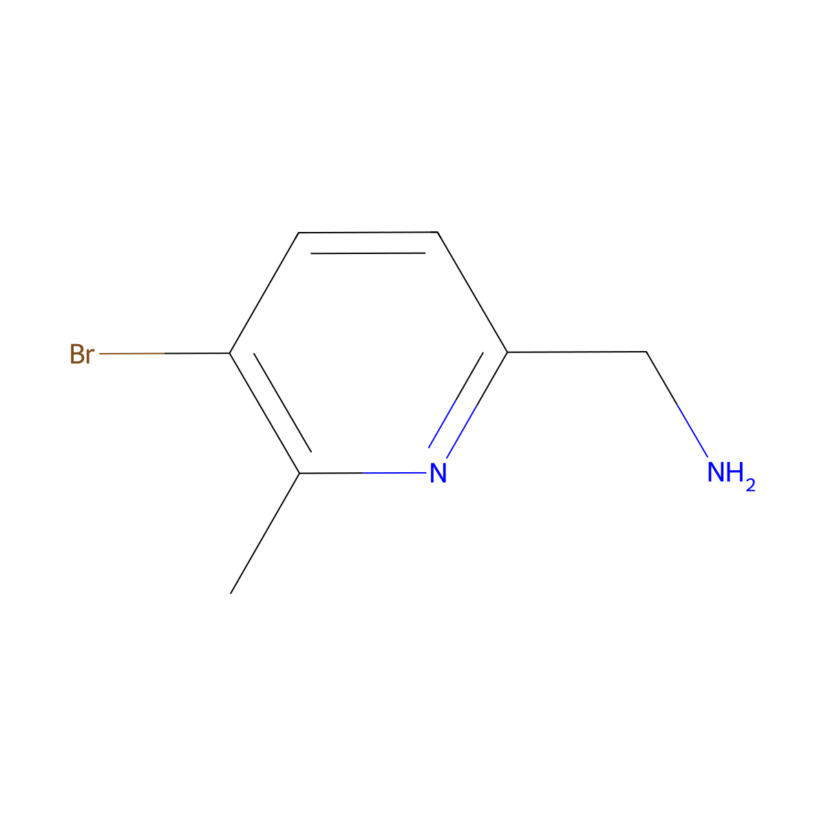 (5-Bromo-6-methylpyridin-2-yl)methanamine molecular structure, CAS 1256818-51-5