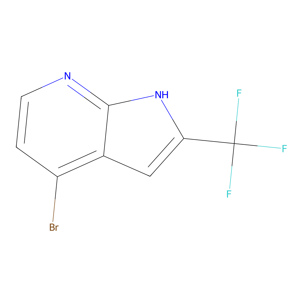 4-bromo-2-(trifluoromethyl)-1H-pyrrolo[2,3-b]pyridine molecular structure, CAS 1256818-71-9