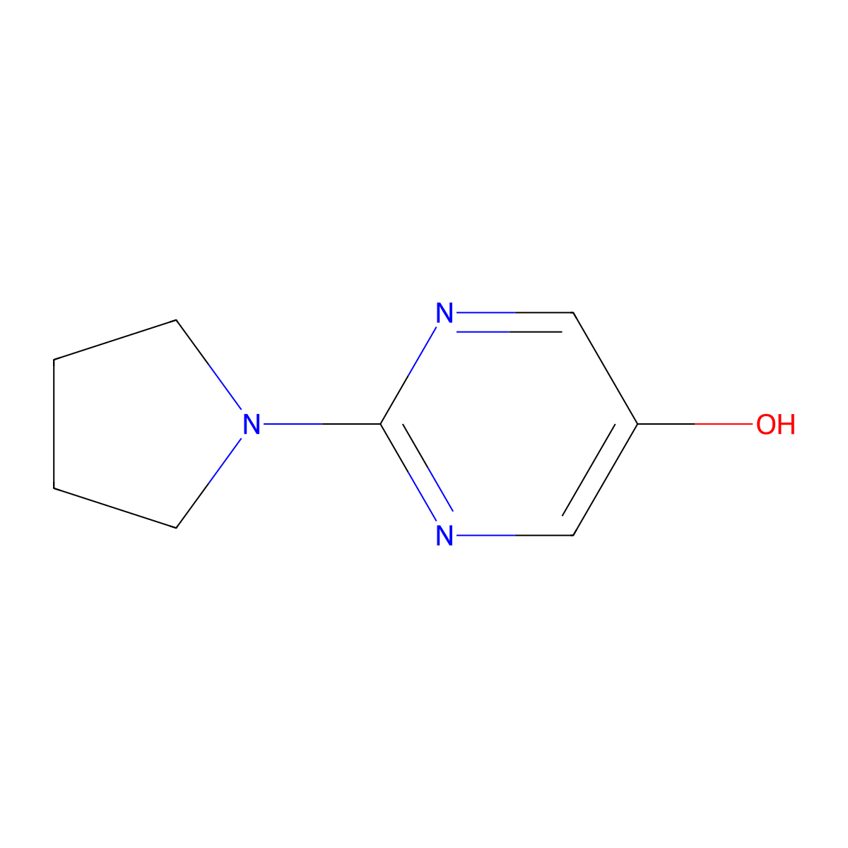2-(Pyrrolidin-1-yl)pyrimidin-5-ol molecular structure, CAS 1256818-73-1