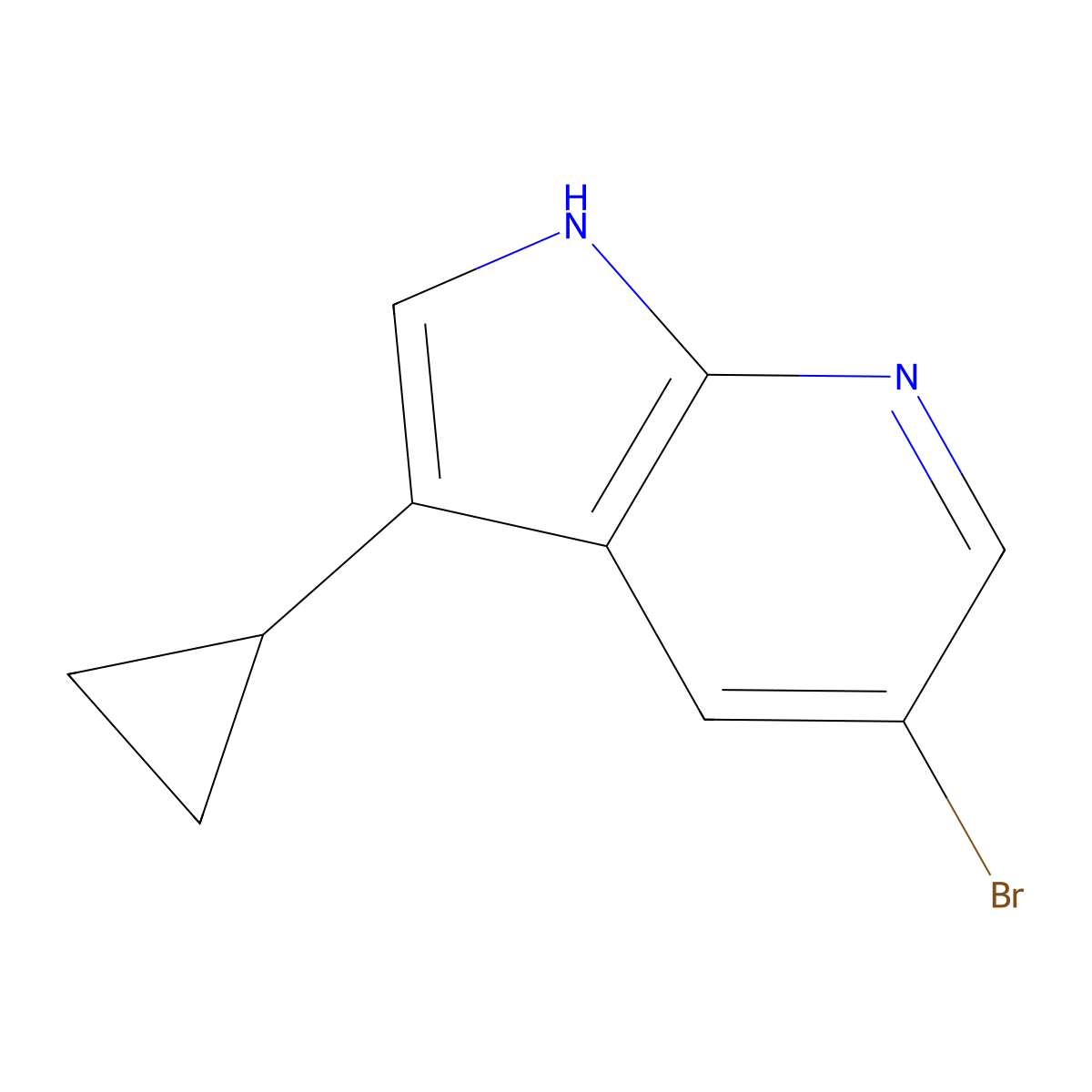 5-bromo-3-cyclopropyl-1H-pyrrolo[2,3-b]pyridine molecular structure, CAS 1256818-80-0