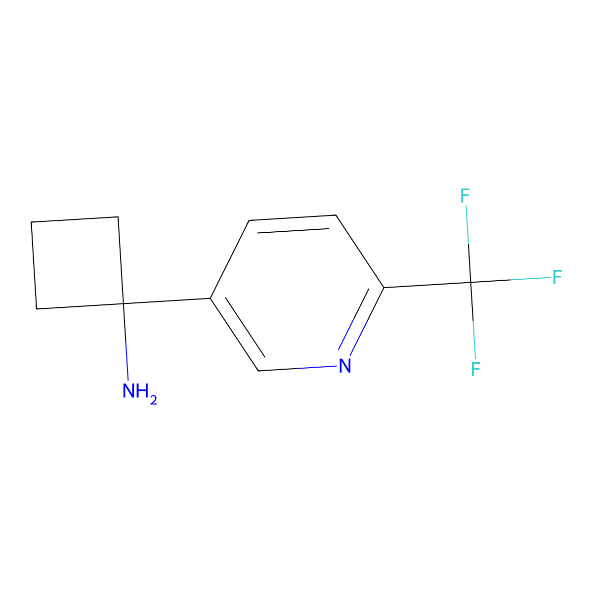 1-[6-(Trifluoromethyl)pyridin-3-yl]cyclobutan-1-amine molecular structure, CAS 1256818-95-7
