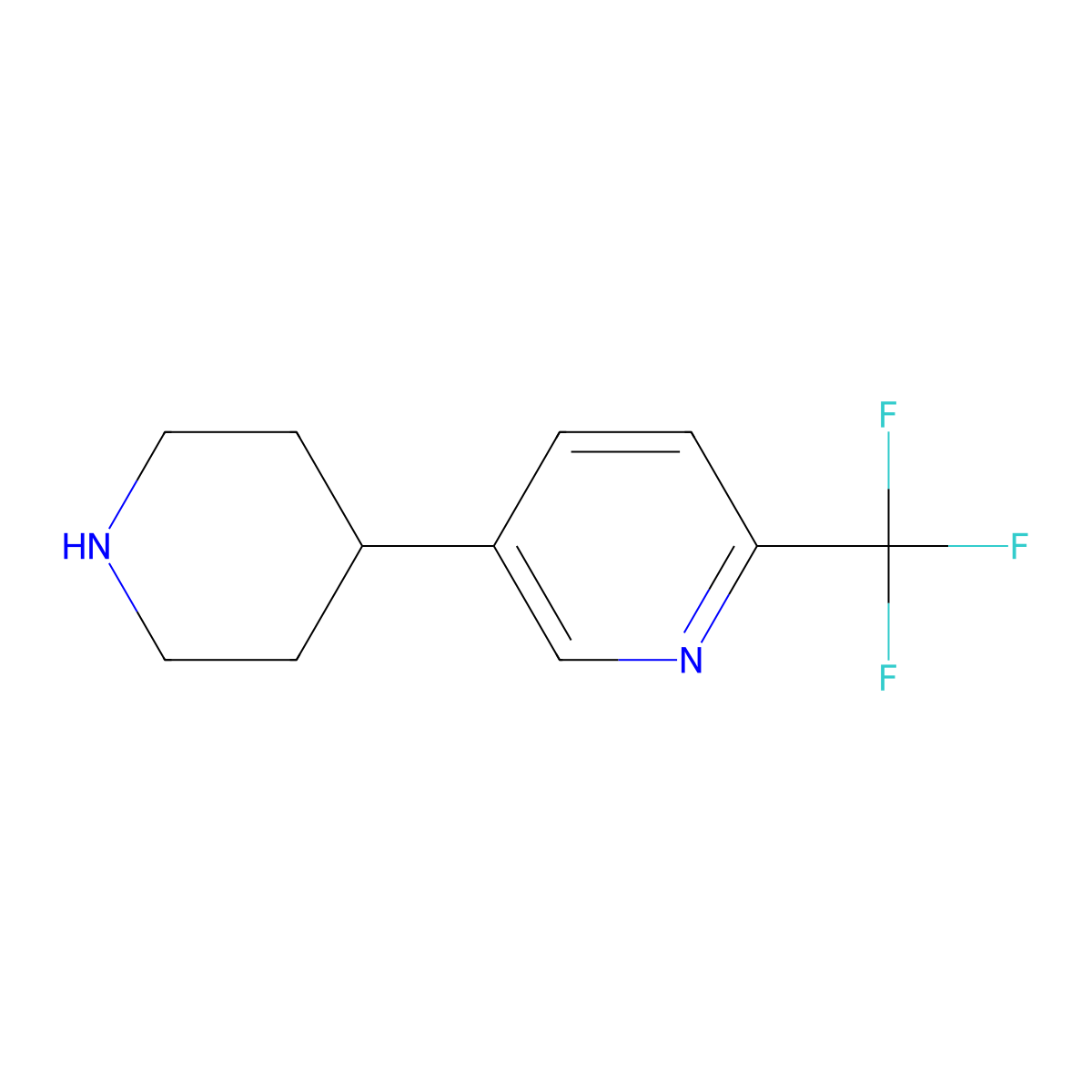 5-(Piperidin-4-yl)-2-(trifluoromethyl)pyridine molecular structure, CAS 1256819-97-2