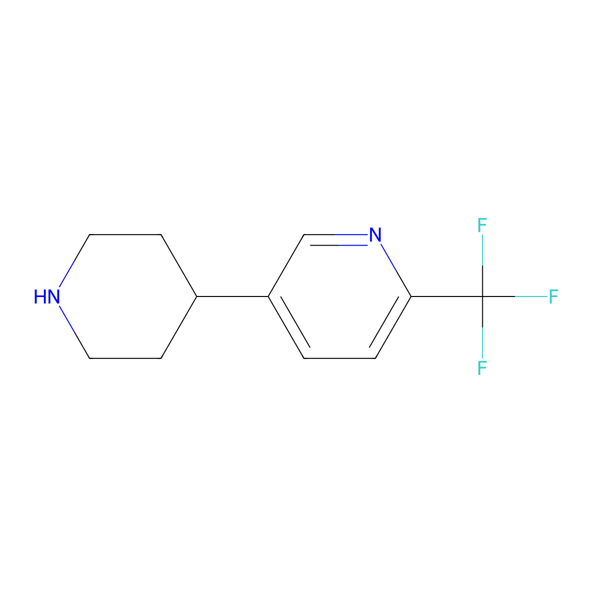 5-(Piperidin-4-yl)-2-(trifluoromethyl)pyridine molecular structure, CAS 1256819-97-2