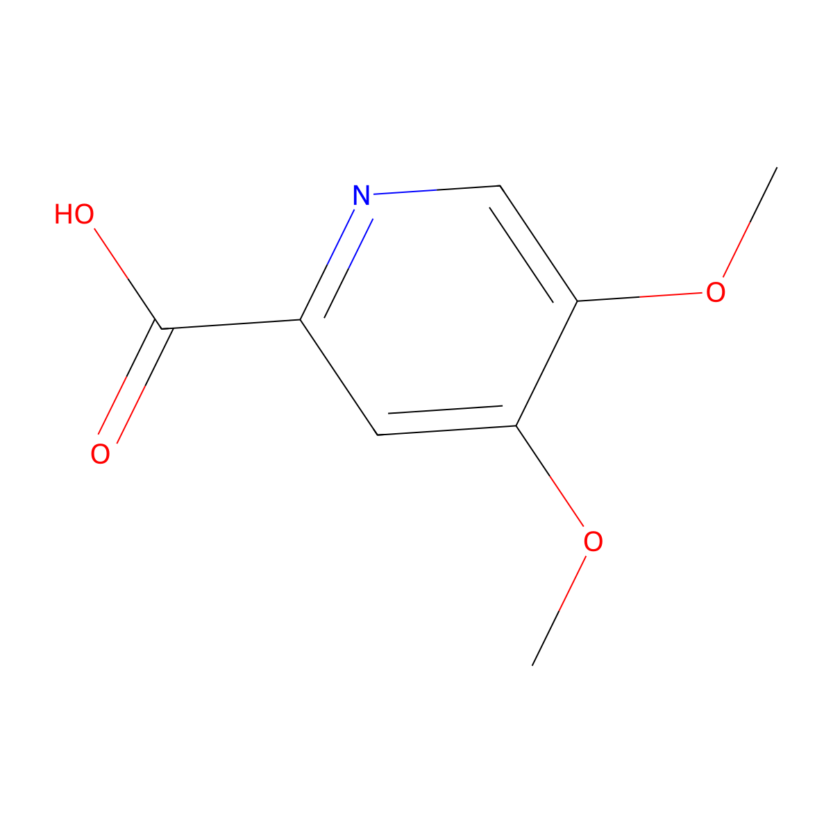 4,5-Dimethoxypyridine-2-carboxylic acid molecular structure, CAS 1256820-18-4